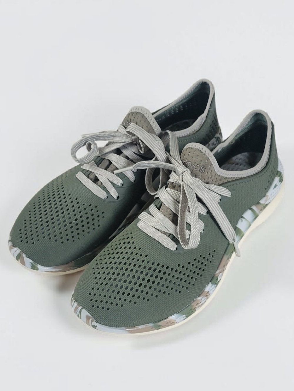 CROCS LiteRide 360 Marbled Pacer Athletic Sneakers, Army Green, Men's Size 7